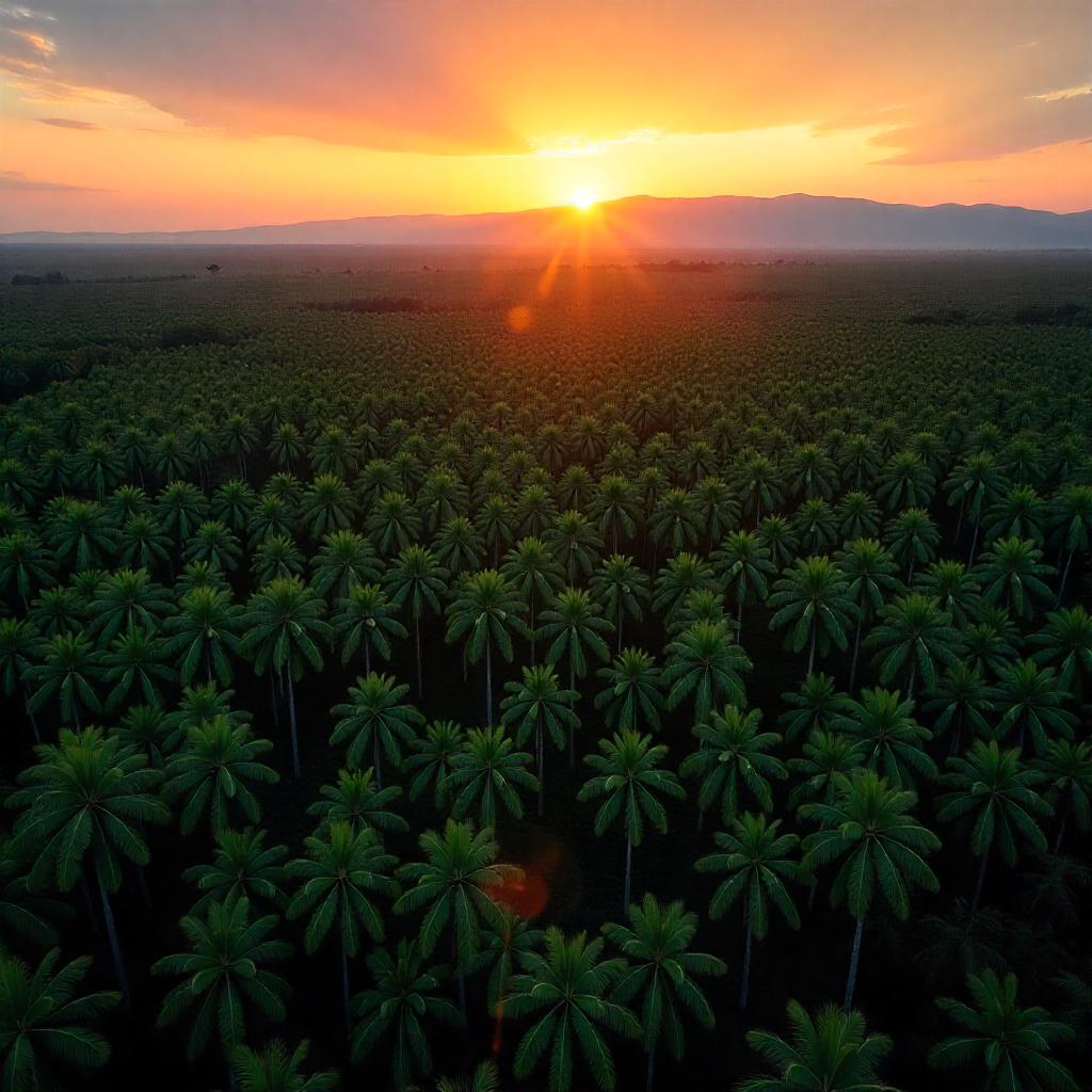 Aerial View od an Oil Palm Plantation